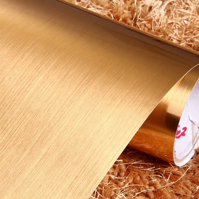PVC Vinile in Acciaio Inox auto Carta Da Parati adesiva Frigorifero Lavastoviglie Carta di Contatto Apparecchio Mensola Fodera Autoadesivi Della Parete Della Cucina: d'oro / 40cm X 10m