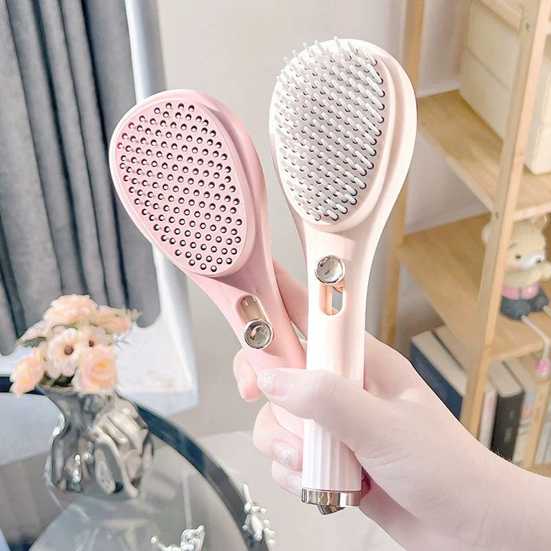 Zelfreinigende haarborstel voor vrouwen, intrekbare haarborstel, schoon te maken, antistatische massageborstel, roterende telescopische structuur