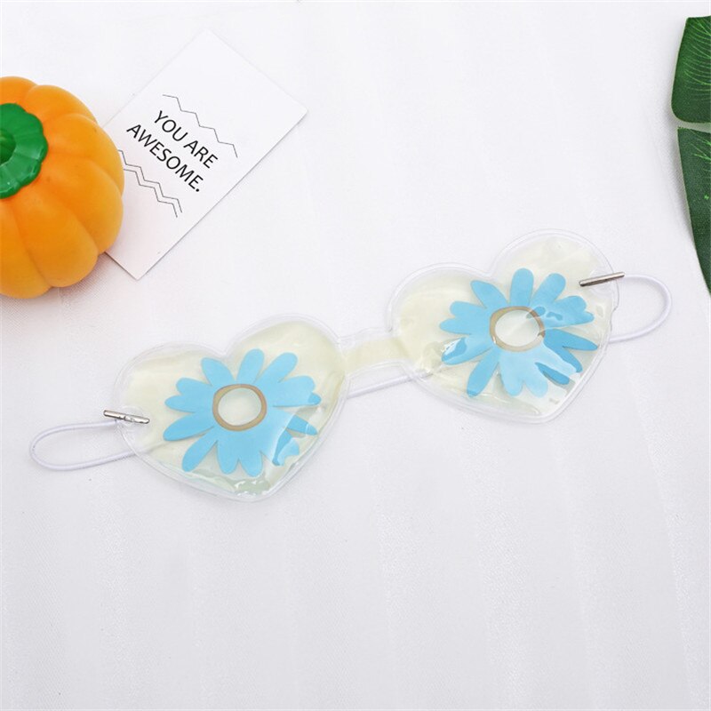 Ice Eye Patch Sleep Eyeshade Cute Cartoon Fruits Cold Compress Relieve Fatigue Sandy Beach Eye Patch Healthcare: blue flower