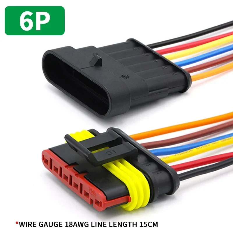 1/2/3/4/5/6 Pin HID Serie Waterdichte Auto Vrachtwagen Connector 15 CM 18AWG Kabel Bedrading Kit 5/20/100 Sets met Plug: Beige / Onder 5 Stks