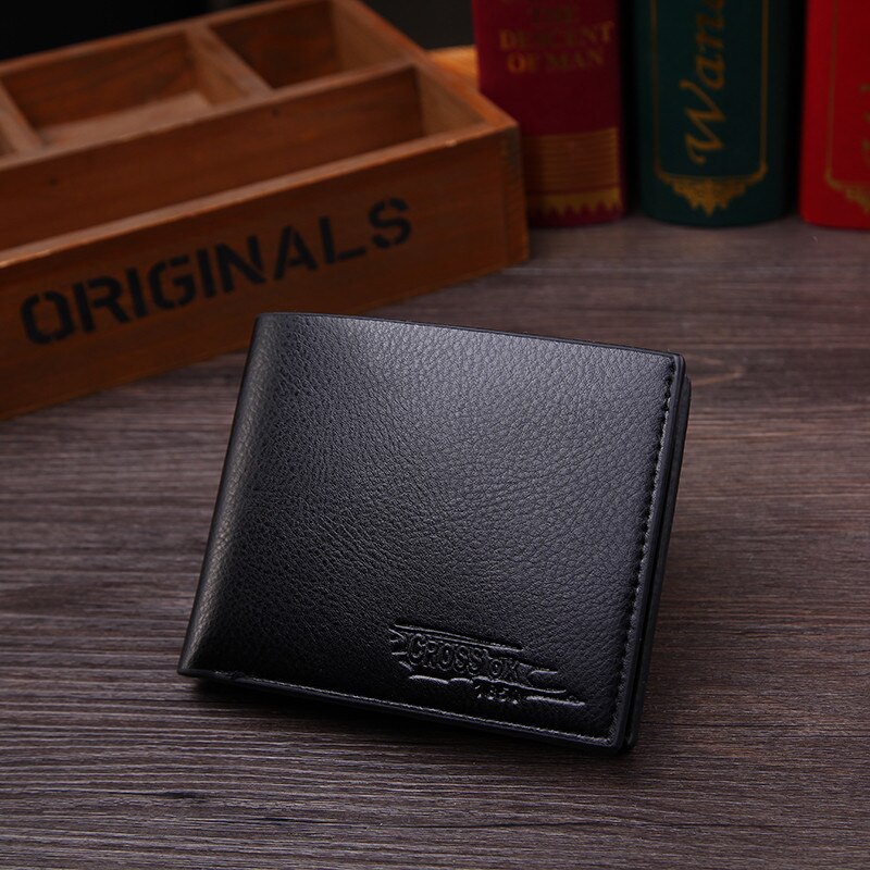 Mens Business PU Leather Wallet Credit Card Holder Purse Pockets Zipper Compartments Short Purse Men Wallets: BB