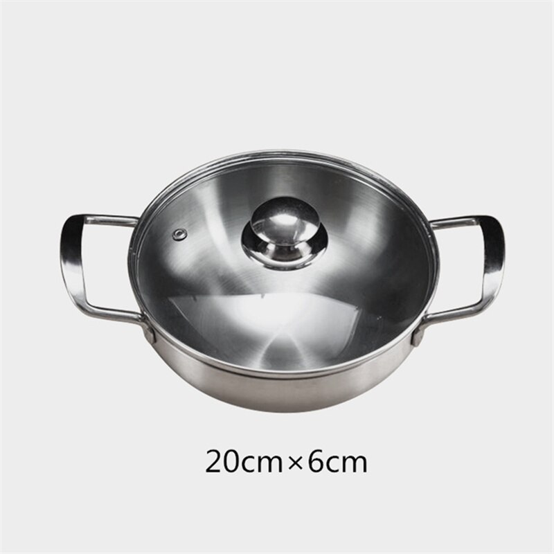 Koreansk oljesparende stekepanne husholdnings mini frityrkoker doble ører liten tørr gryte gryte restaurant suop gryterett panne glass lokk lokk: 20cm med deksel