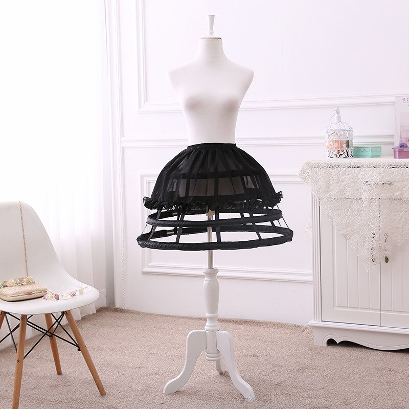 Puffy Short Lolita Hoop Petticoat Crinoline Underskirt: black