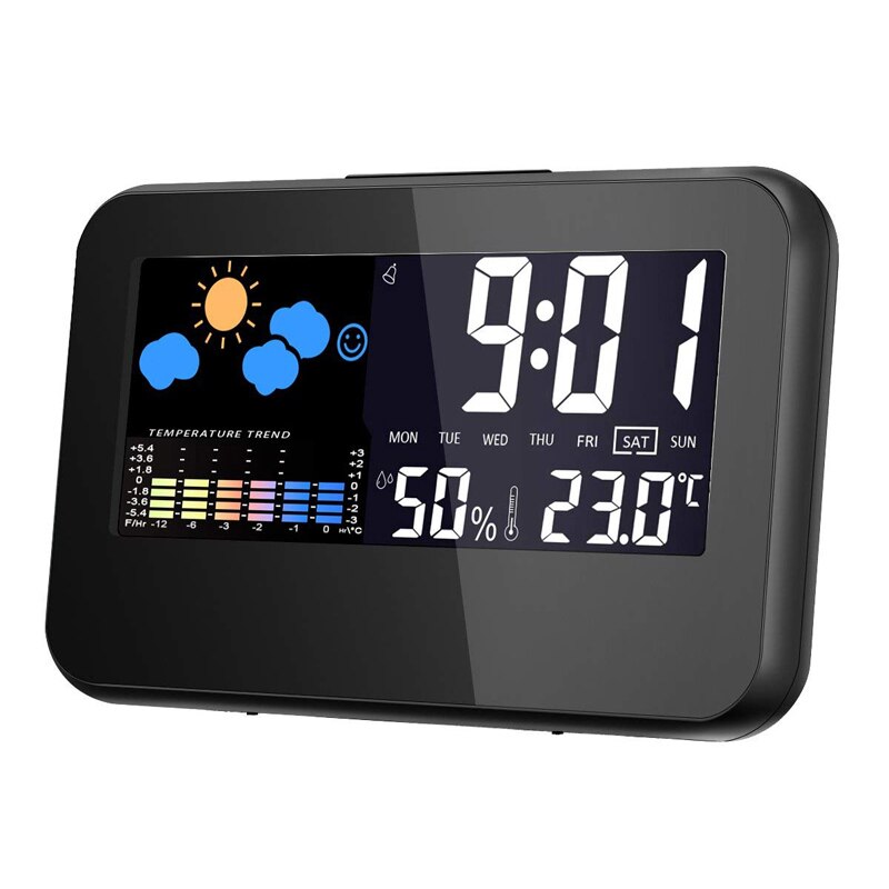 Digital LED Alarm Clock with Weather Forecast Station Colorful LCD Screen Digital Table Clock Backlight Multifunction Desk Watch: Default Title