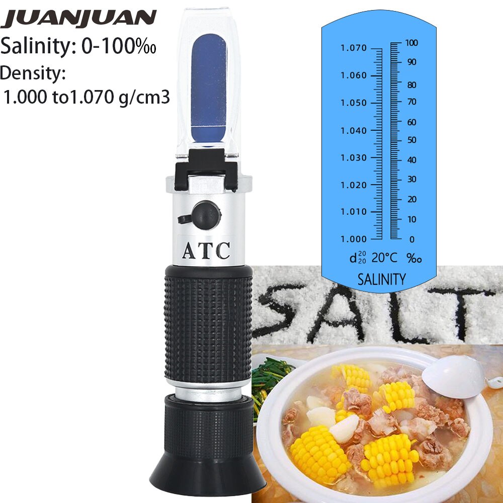 2 in 1 saltholdigheds refraktometer 0-28%  brix 0-32%  sukker måler salt salt refraktometer salt vand 0-10%  test salinometer atc 20%  off: Salinometer