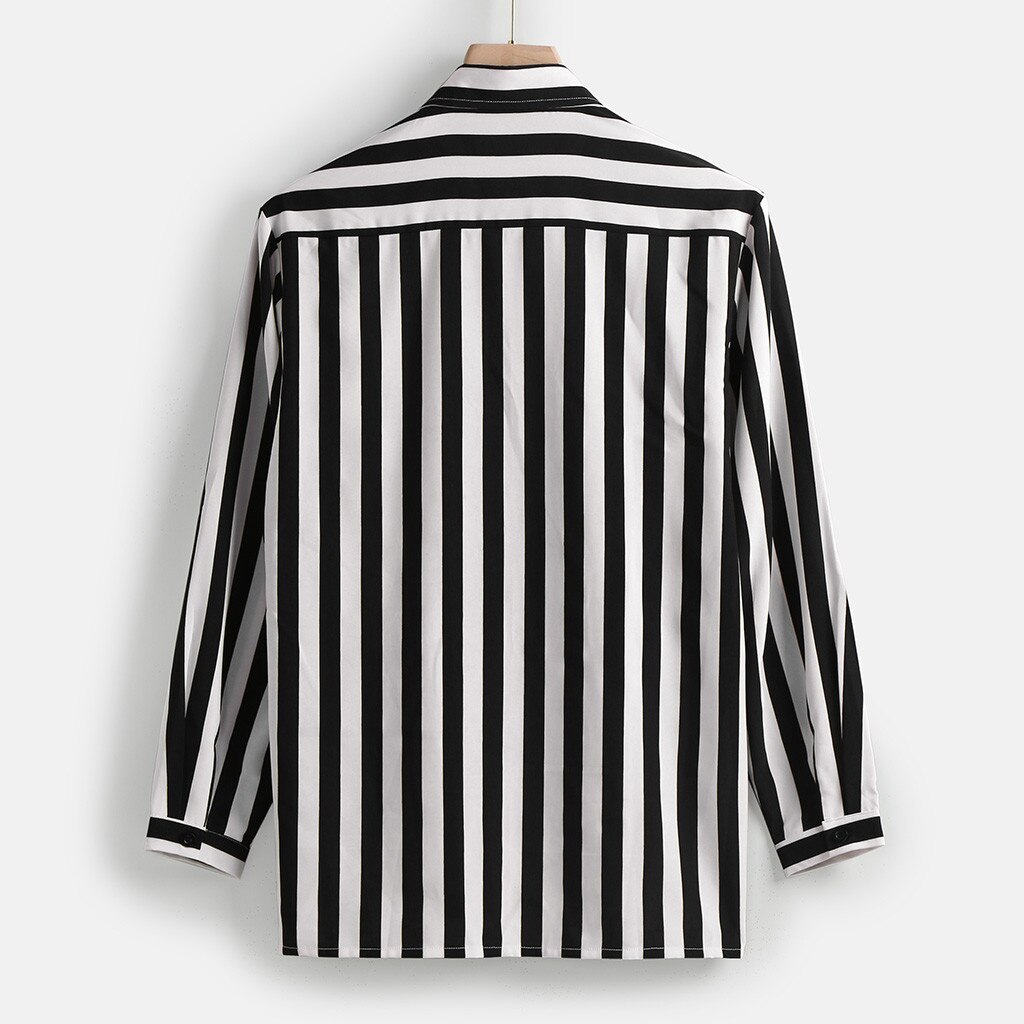 Men Shirts Vertical Striped Shirt Slim Fit Long Sleeve Casual Button Down Mens Shirts