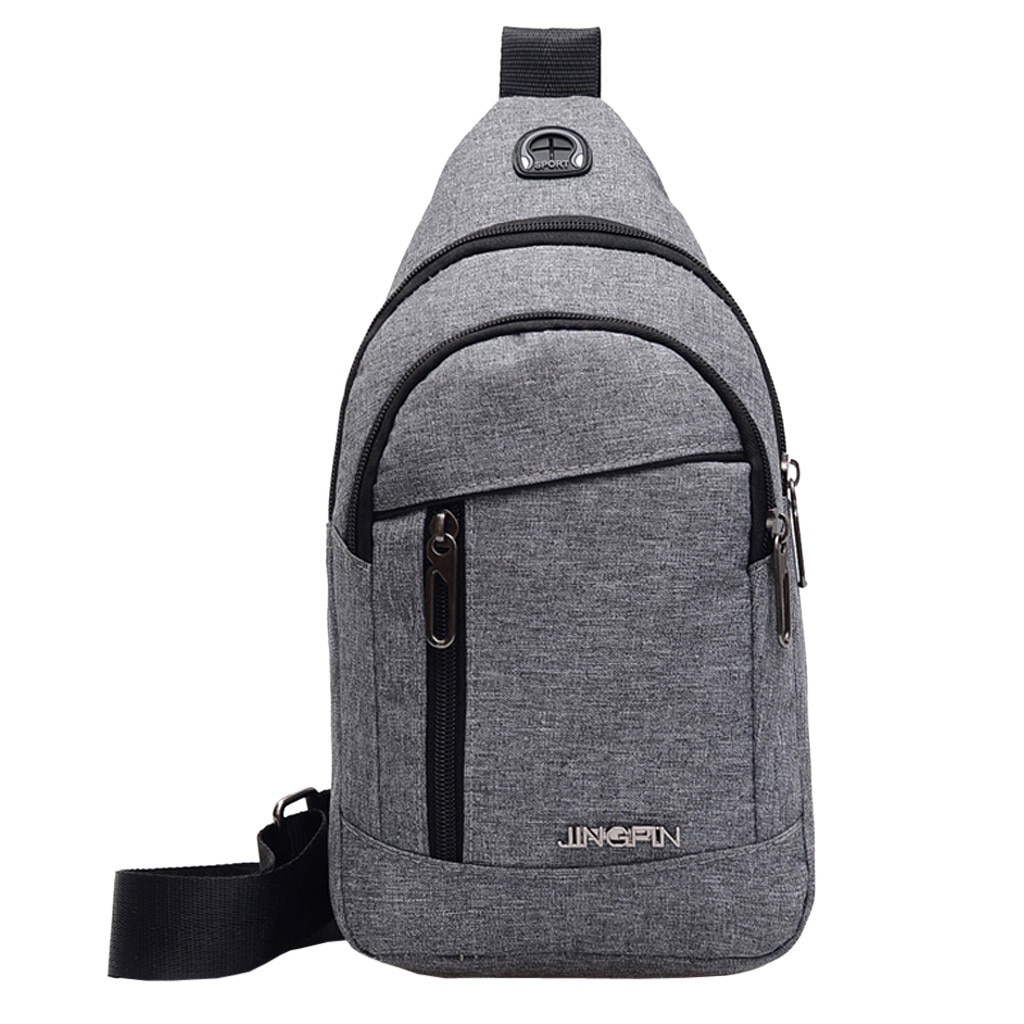 Brand Top Men Chest Bags Neutral Outdoor Sports Oxford Cloth Messenger Shoulder Bags Waist Bag Bolso Mujer Sac A Main Gray#5$: C