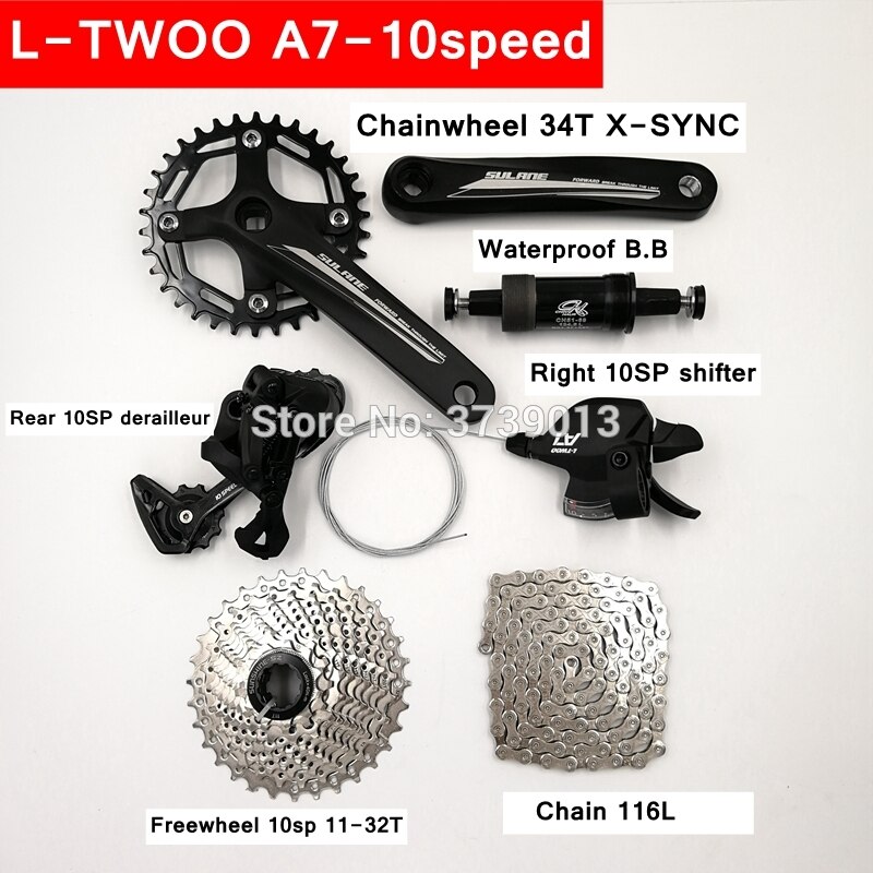 L-TWOO A7 10sp grupo bicicleta de montaña 30 velocidad cambio Chainwheel metamorfo Cadena de Cassette Kit de rueda libre shimanoMT200 freno de disco