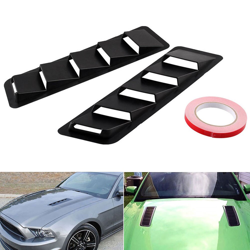 1pair Car Hood Vents Car Accessories Matte Black Air Intake ABS Louver Bonnet Universal Trim Set Cooling Panel