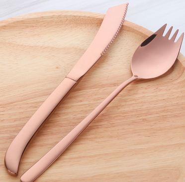 304 Stainless Steel Rainbow Color Steak Knife Western Style Dinner Knives Tableware Set Sharp Cutlery Dinnerware Accessories: 1set color4