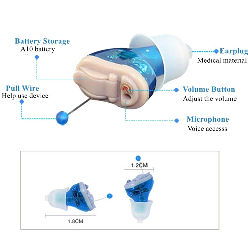 Mini usynligt høreapparat in-ear lydforstærkerforstærker