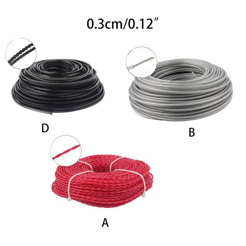 50m nylon trimmer wire reb ledning linie strimmer børstehugger lang rund børstesnit
