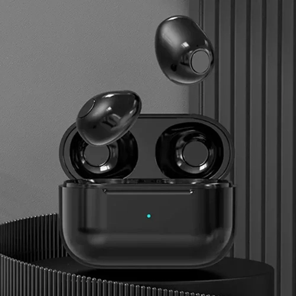 Unsichtbare Kopfhörer, Mini-Kopfhörer, Bluetooth, TWS, kabellos, Sleepwith Mikrofon, HD-Anruf, Semi-In-Ear-Ohrhörer, Rauschunterdrückung: Black
