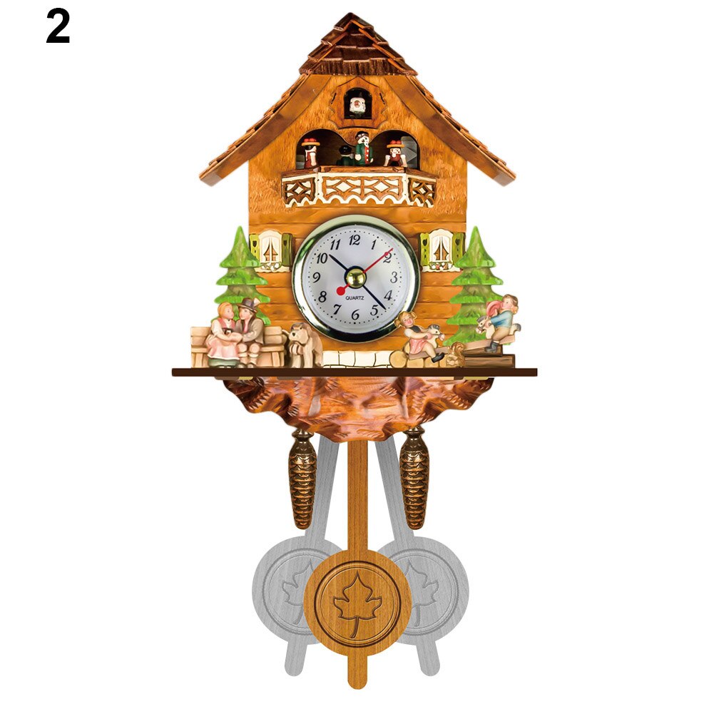 1 Pcs Antieke Houten Koekoek Wandklok Vogel Tijd Bell Swing Alarm Horloge Artistieke Home Decor Vc