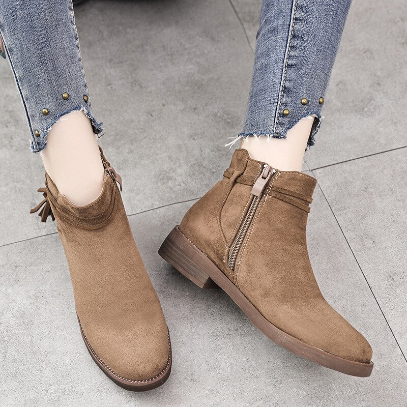 Klassiske vinterstøvler semsket ankel snøstøvler varme kvinnelige kvinner sko plysj innersåle snø botas  jm69