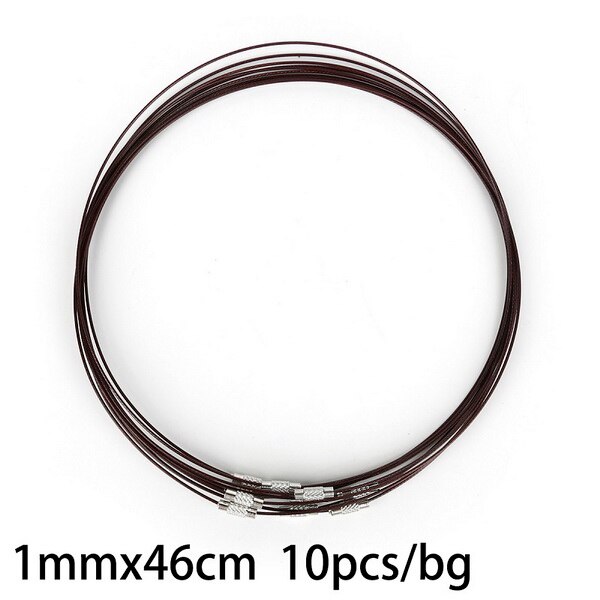 10 Stks/partij 46Cm Multicolor Gemengde Zilver Kleur Rvs Schroef Choker Ketting Draad Snoer Voor Diy Kettingen Craft Sieraden: Brown