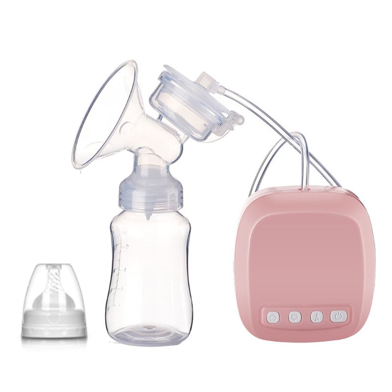 Electric Breast Pump Automatic Milker with Baby Bottle Maternal Nipple Suction Milk Extractor USB Chargable: Pink