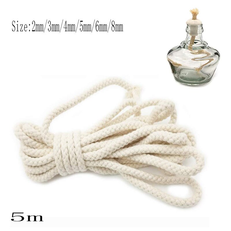 2/3/4/5/6/8Mm Ronde Katoenen Lont Brander, voor Alcohol Lamp Torch Olie Wijn Fles Product-5m