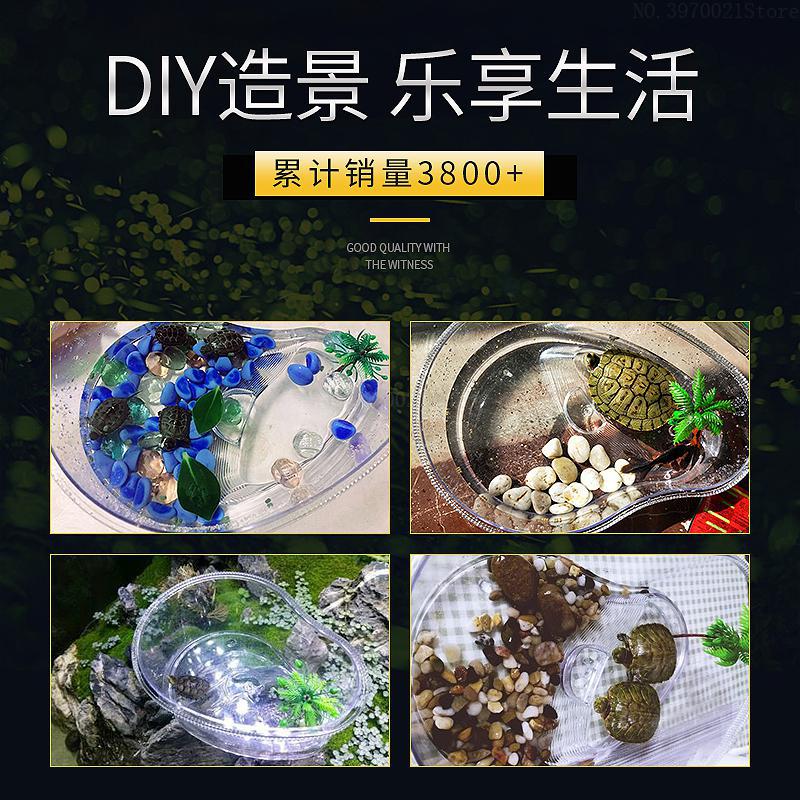 Portable Plastic Terrarium for Reptiles/Amphibians Turtle Tortoise Tank Fish Aquarium with Ramp Turtle Tank