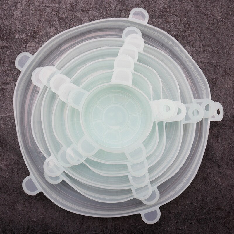 6 pièces/ensemble couvercle universel en Silicone alimentaire couvercles extensibles en Silicone pour ustensiles de cuisine couvercles extensibles réutilisables couverture de micro-ondes de cuisine directe: 6pc Green 2