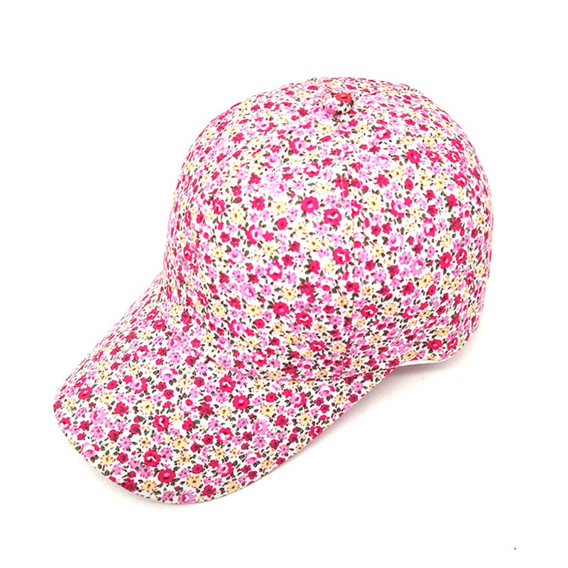 Kvindelig sol hat justerbar tæt blomstermønster baseball cap blomst print hatte til kvinder fire sæsoner snapback cap