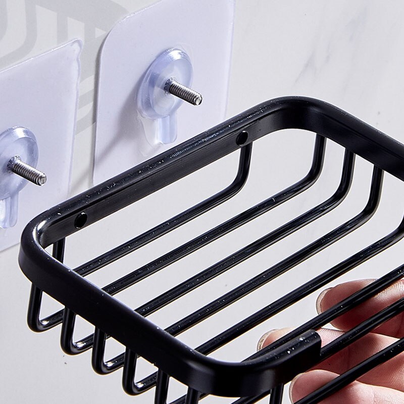 Porte-savon en aluminium multi-usages, sans poinçon, étagère de drainage, conteneur mural pour savon, accessoires de salle de bains et de cuisine