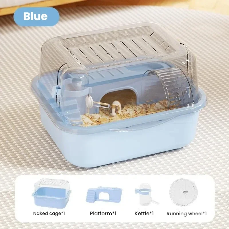 Jaula para hámster con botella de agua, jaula para hámster de doble capa, portátil, transparente, casa de hábitat para animales pequeños, ratones, casa para conejillos de indias: Caqui oscuro