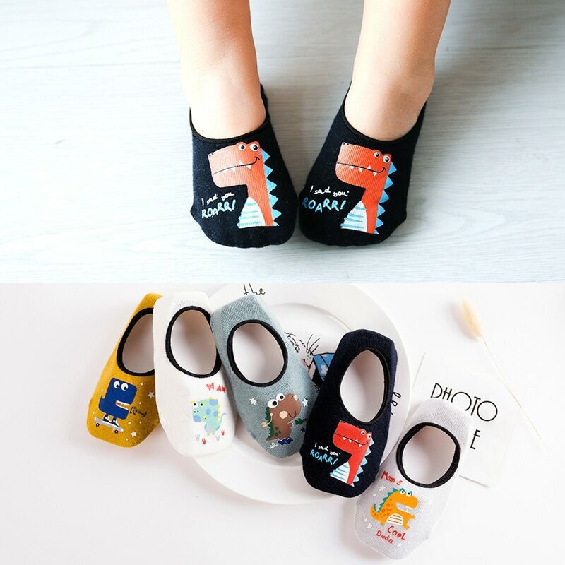 5 Pairs Baby Summer Ankle Socks Infant Cotton Anti-slip Sock Lovely Cartoon Animals Kids 1-6Years