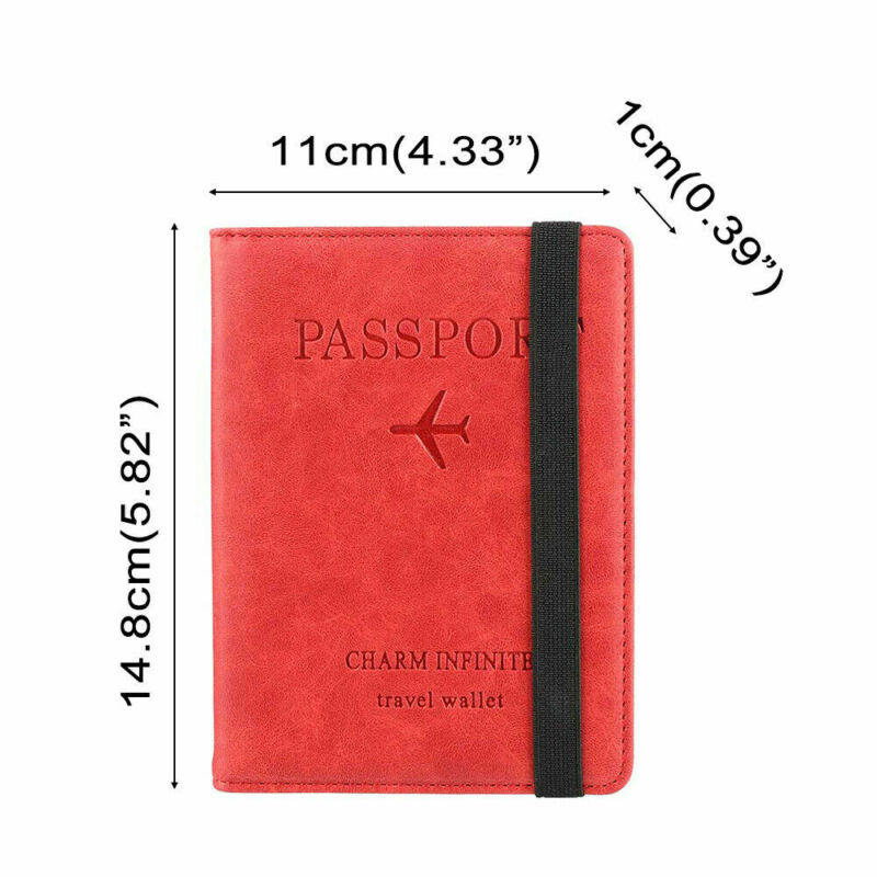 Slim PU Leather Travel Passport Wallet Holder RFID Blocking ID Card Case Cover Portable Purse