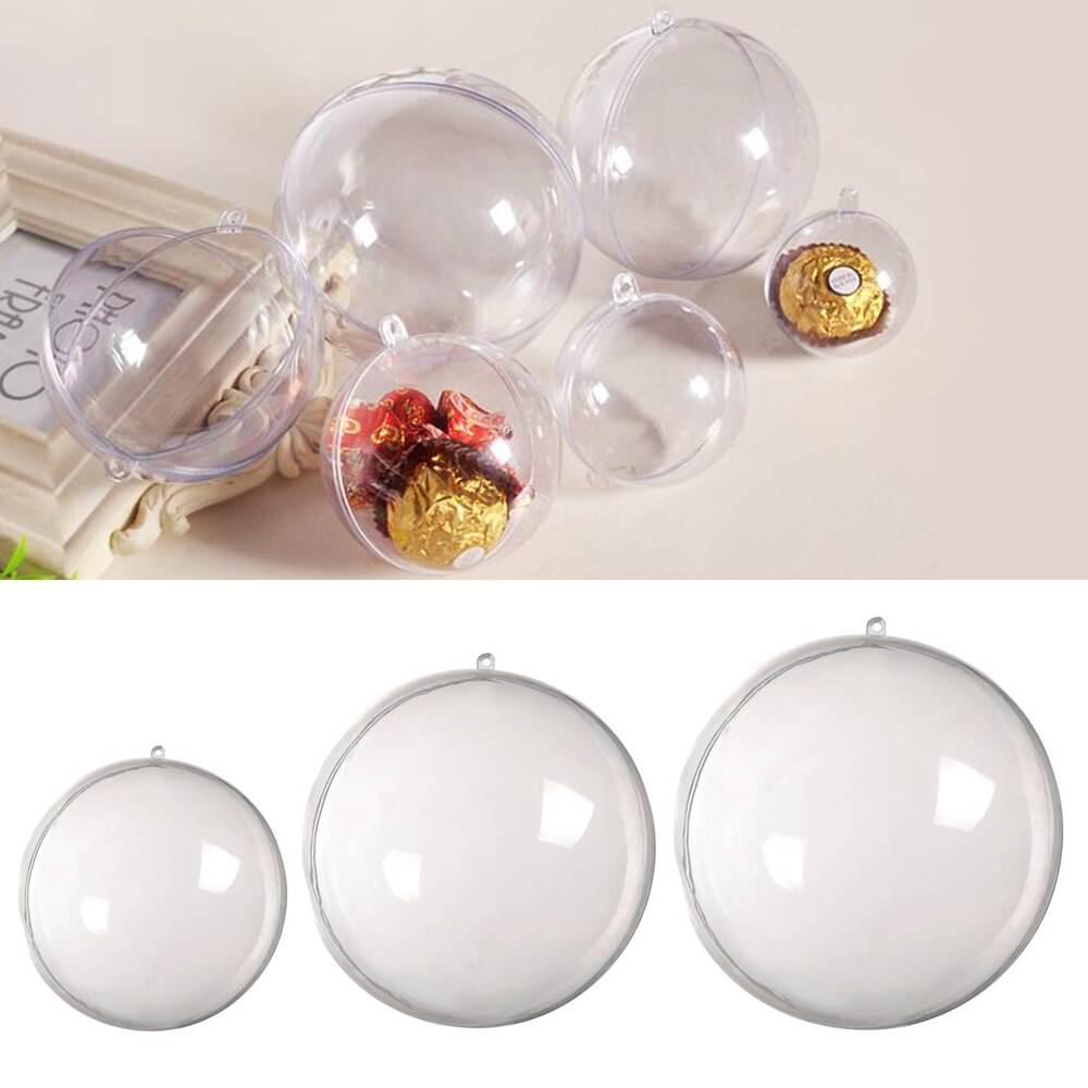 1Pc Clear Plastic Craft Bal Acryl Transparante Bol Snuisterij Kerstballen Kerstversiering Kerstballen 2