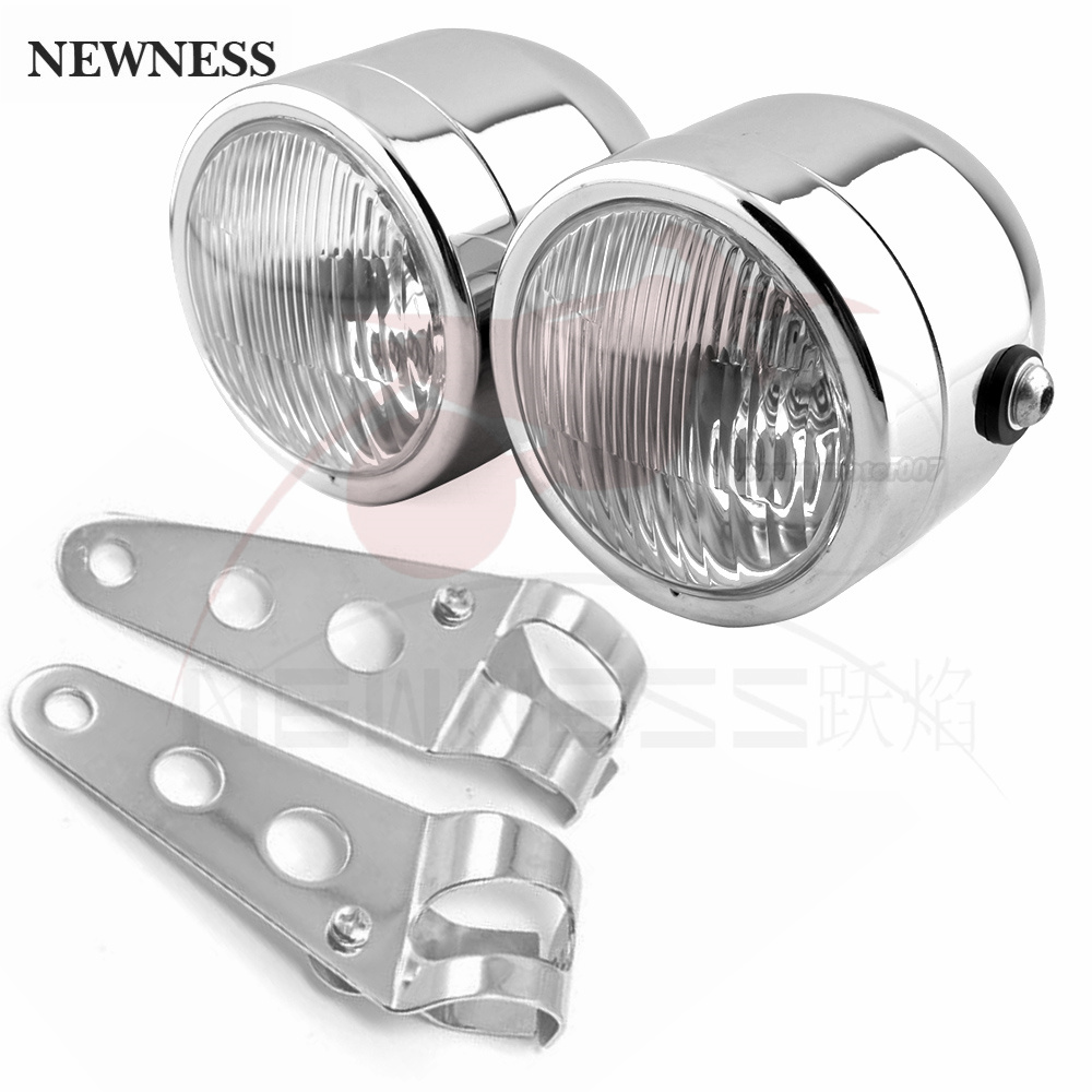 Double phare chromé pour moto Dominator nu, Double, réglable sur le côté, 28mm-36mm