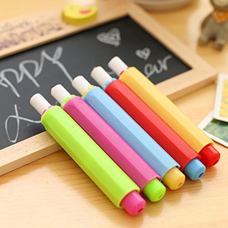 5X Chalk Holder Case Cover for Plastic School Adjustable Replacement Chalk Cover color ran