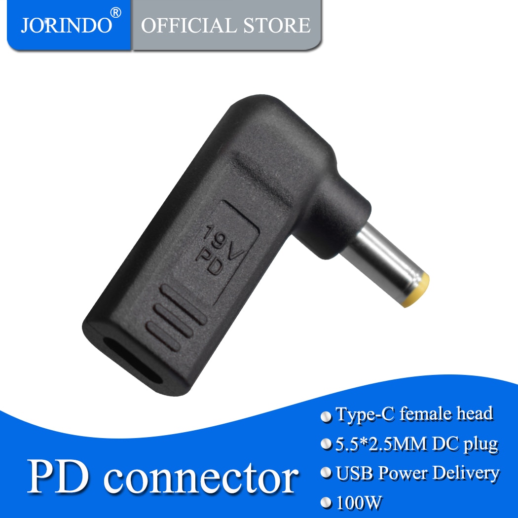 Dc Power Adapter Plug Usb Converter Type C Female Naar 5.5*2.5Mm Man Dc Jack Uitgang Connector,PD100W Laptop Quick Charge Connector