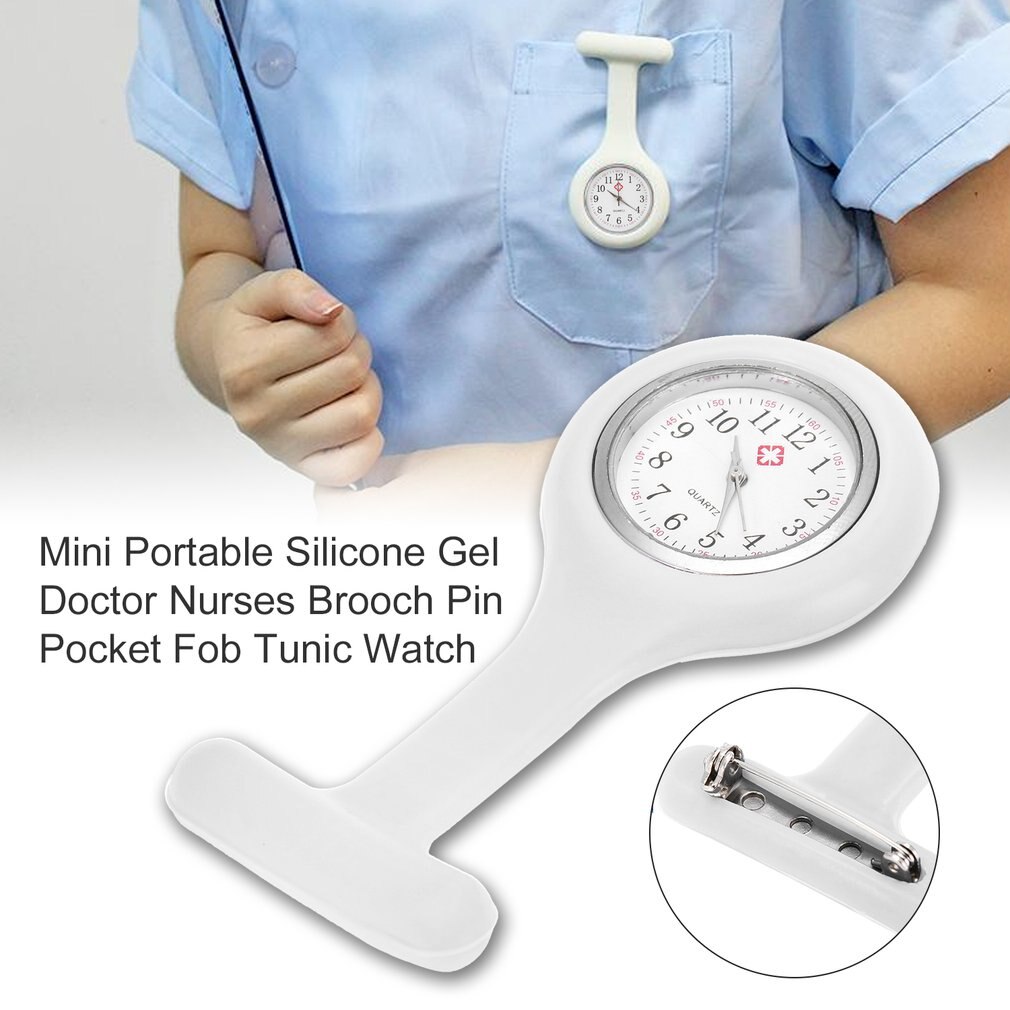 1 stk mini bærbar silikone læge sygeplejersker lomme fob ur flere farver broche pin vedhæng 5 farver søde sygeplejerske ur