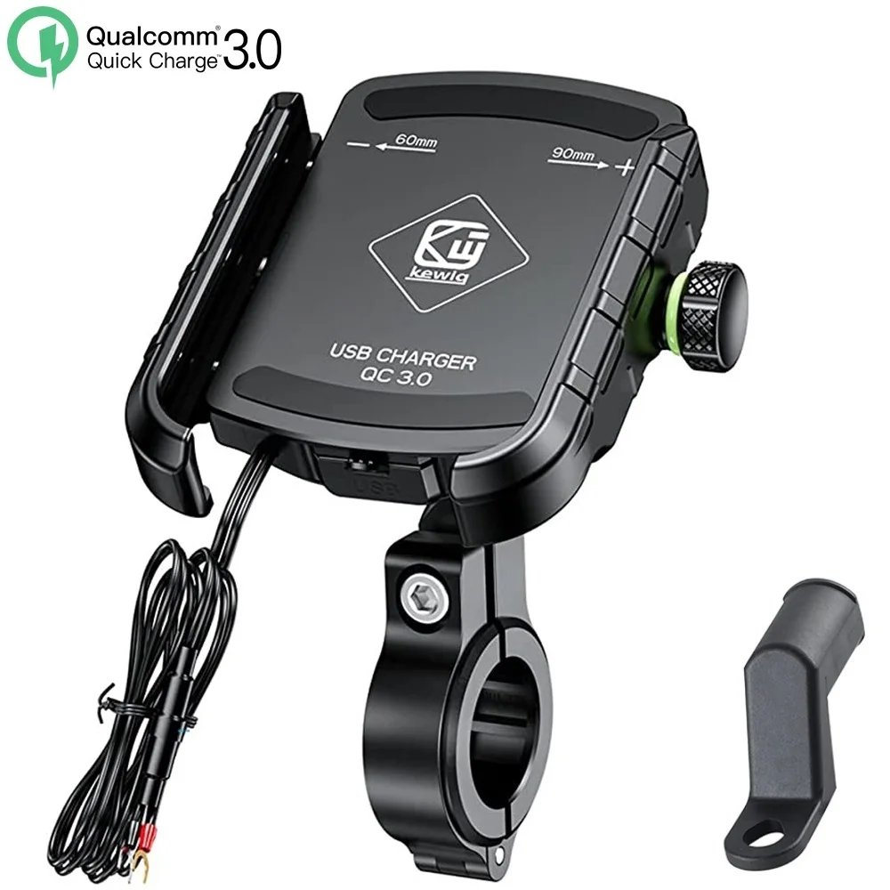 Motorrad-handyhalterung mit schnell-usb-ladegerät, kabelloser schnellladefunktion, motorrad-spiegelhalterung, lenkerhalterung: Saphir