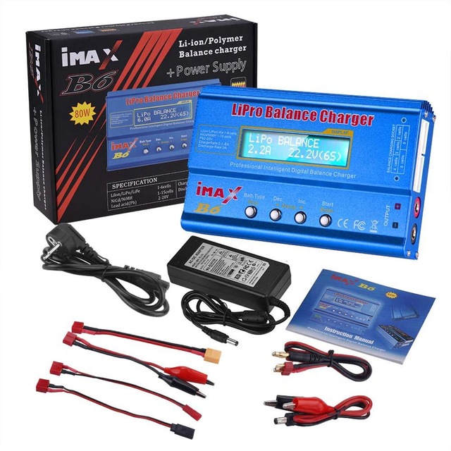 HTRC imax b6 80W Lipo Charger For Lipo NiMh Li-ion Ni-Cd Battery Balance Charger Discharger With 12V 6A Power Supply Optional: Red