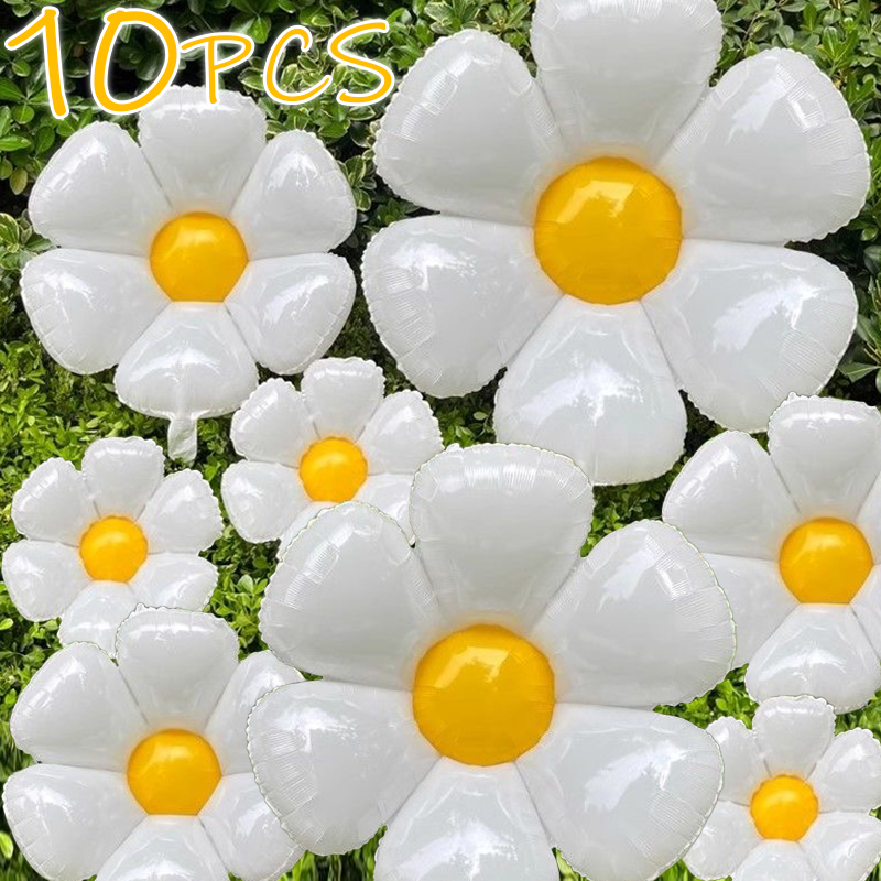 1/10 Stuks Daisy Ballon Enorme Witte Bloem Aluminiumfolie Ballonnen voor Verjaardag Baby Douche Bruiloft Daisy Party Decoraties benodigdheden