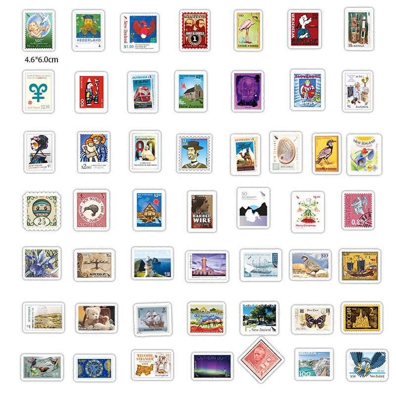 50 PCS Retro Stempel Stickers Speelgoed Reizen Landmark Building Poststempel Verzendkosten Decals Sticker voor DIY Koffer Gitaar Auto Bike Laptop