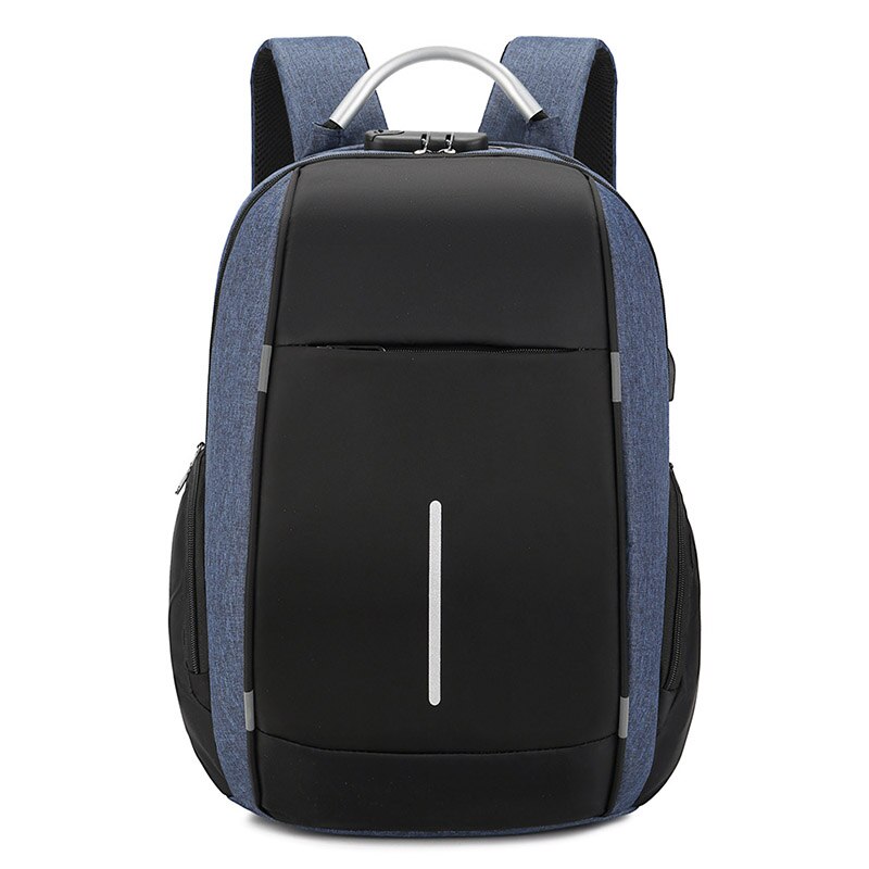 Anti Theft USB Charging Laptop Backpack Men Large Capacity Travel Bag Pack Many Departments Waterproof School Bags: Blue