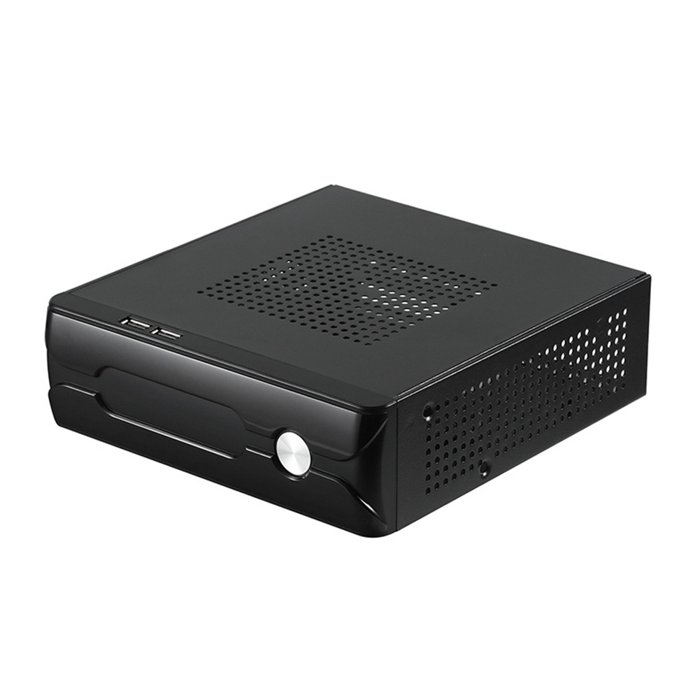 Boîtier HTPC pour ordinateur de bureau 2.0 USB, boîtier pour ordinateur de jeu, Horizontal, maison, châssis en métal, alimentation avec trou de radiateur, Mini ITX