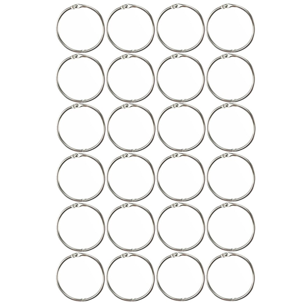 24Pcs Metalen Boek Rings Loose Leaf Binder Ring Sleutelhanger Sleutelhangers (Zilver)