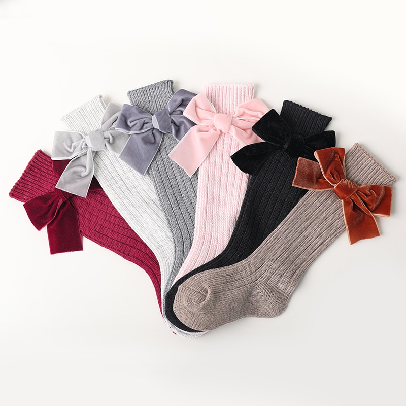 Focusnorm Baby Meisjes Jongens Gebreide Warme Kniekousen Strik Anti-Slip Mid Lange Sokken Knie Hoge Buis Zacht katoen Lange Sokken