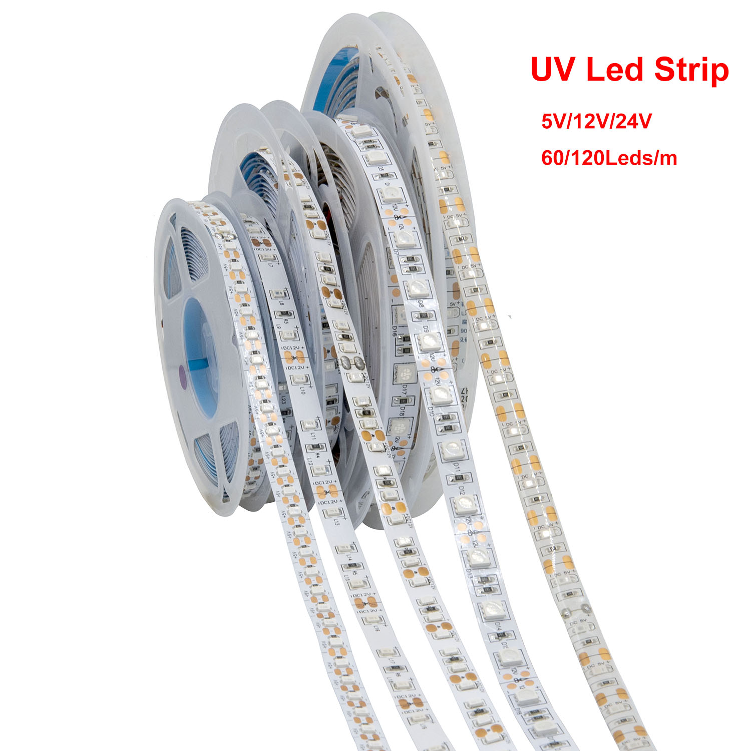 Tira de luces Led UV para , cinta de luz negra de 5V, 395-405nm, 12/24V, 5050, 2835, SMD, 60led/m, 120Led/m, para DJ y fluorescencia