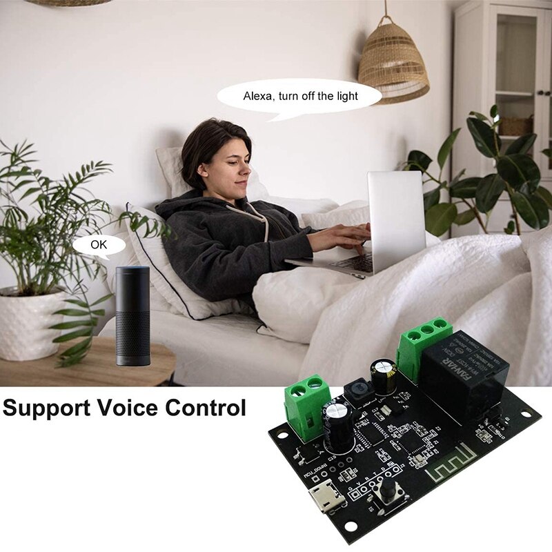 Wifi Momentary Inching Relay Self-Locking Switch Module DC 7-32V Wifi Relay Switch Smart Life/Tuya APP Remote Control