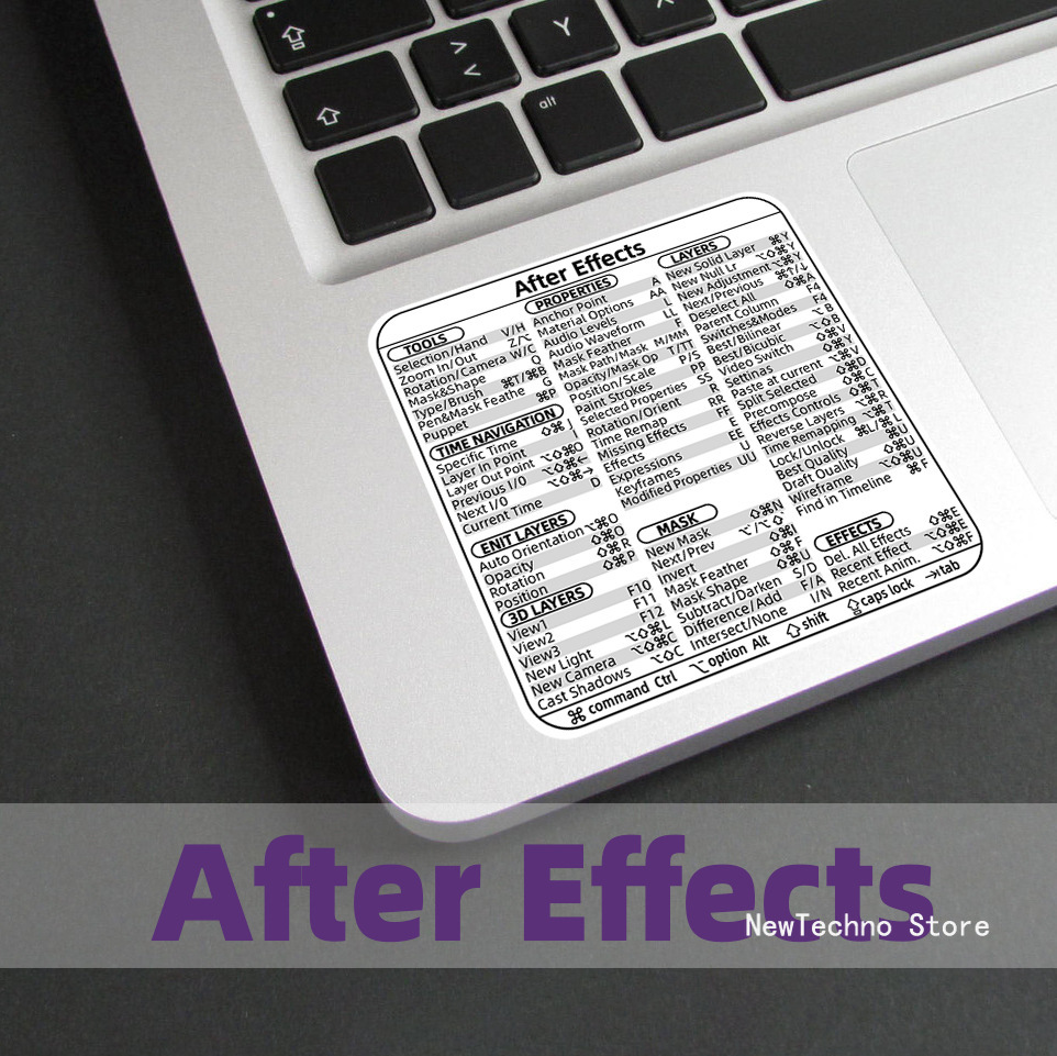 Keyboard Shortcut Stickers for Word Excel Windows/MAC/OS Letter Graphic Laptop Protective Sticker: PURPLE