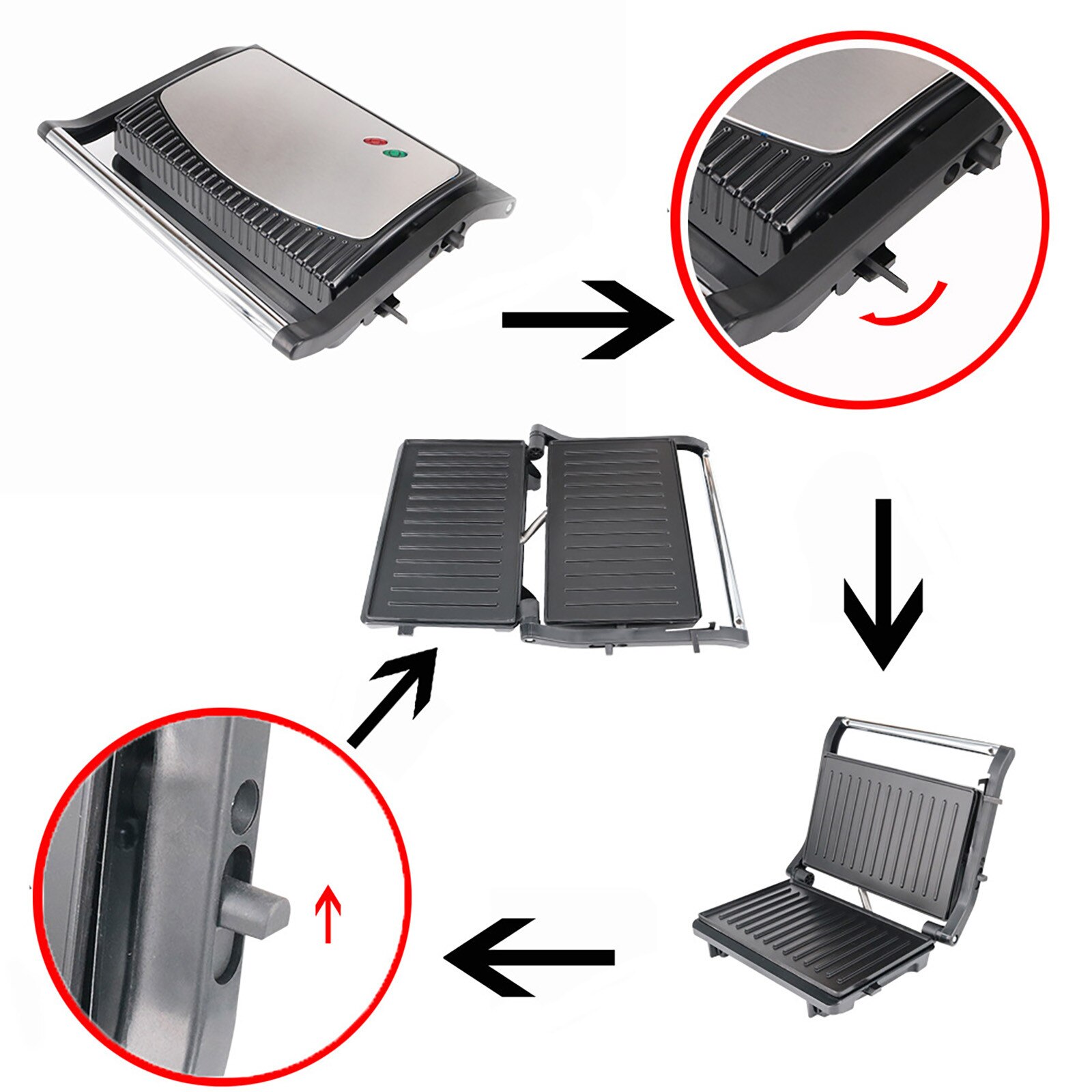 Home Bbq Grill Machine 180 Degree Flat Barbecue Machine Multifunctional Hotplate Grilled Meat Pan Гриль Электрический#g37