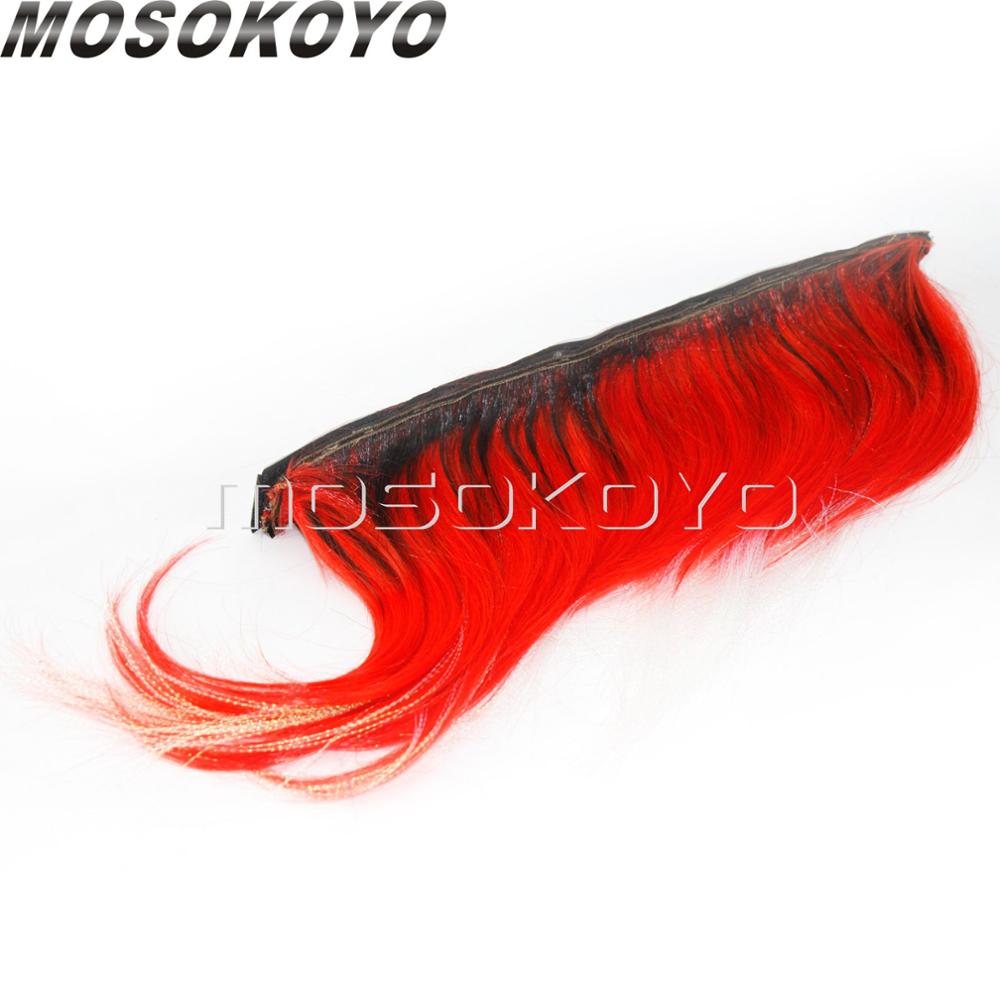 Motorcycle Punk Biker Helmet Mohawk Attached Long Hair Feather Casco Mohawks Sticker Outdoor: black red