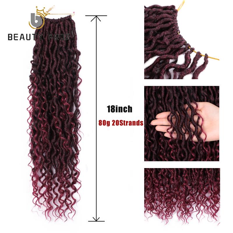 18inch Messy Goddess Faux Locs Curly Crochet Braid Bohemian Soft Synthetic Braids Hair Extensions