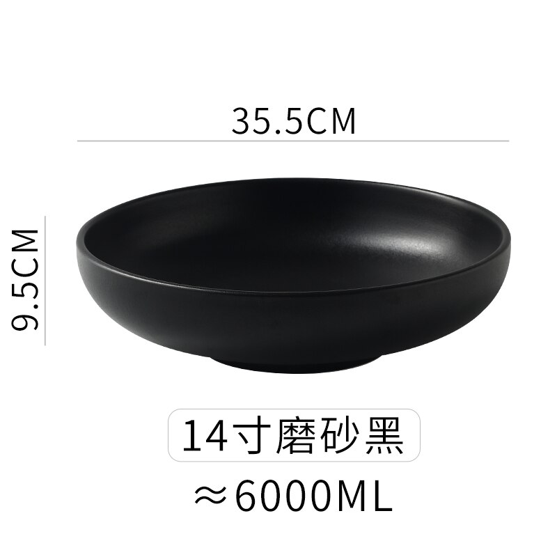 Plato de cerámica redondo negro mate, Platos poco profundos de alta gama para restaurante, plato occidental para carne, cocina, fruta, ensalada, Sushi, vajilla: b-1pcs14inch