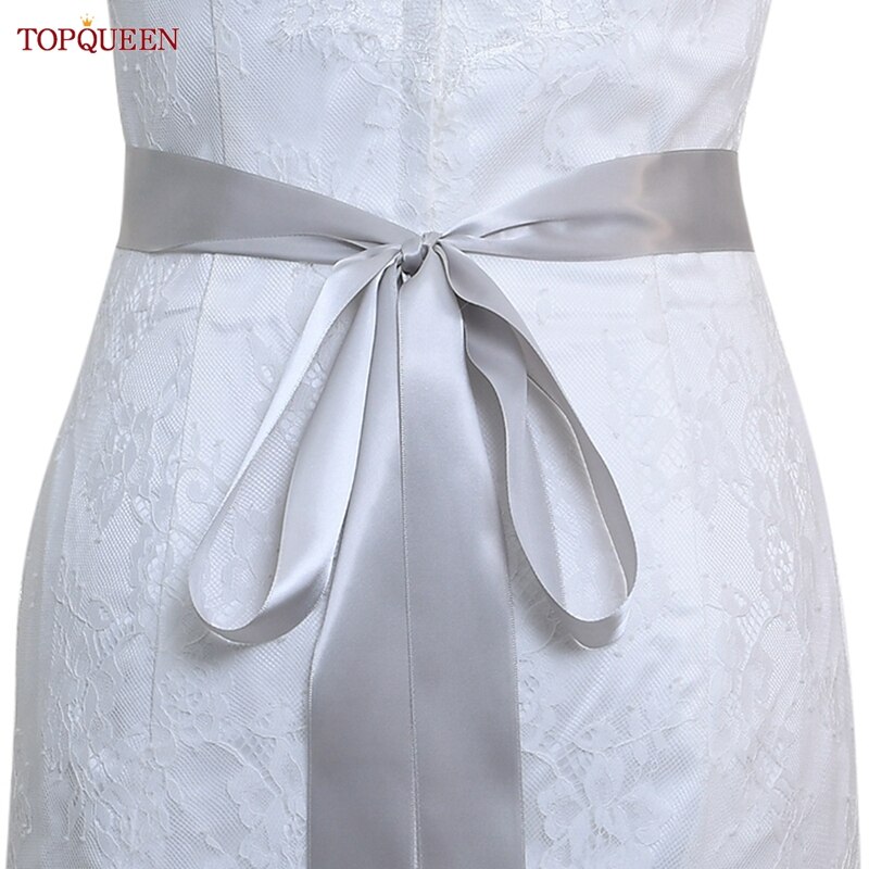 TOPQUEEN S419-G Jahrgang Blumen- Hochzeit Gürtel Smaragd Mutterschaft Schärpe Strass Blume Hüftgürtel Für Braut Kleid Kleid Applikationen: Silber- grau Schleife